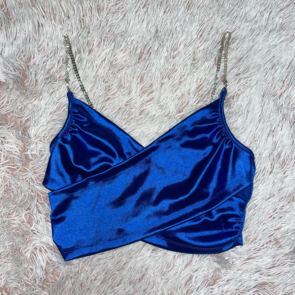 Trendy Rhinestone Strap Cropped Tank